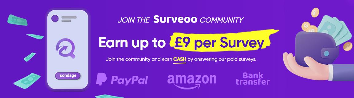 Earn up to £6 per Survey with Surveoo